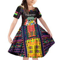 Personalized Mauritius Roots Family Matching Off Shoulder Short Dress and Hawaiian Shirt African Map in Fingerprint and Tribal Colors