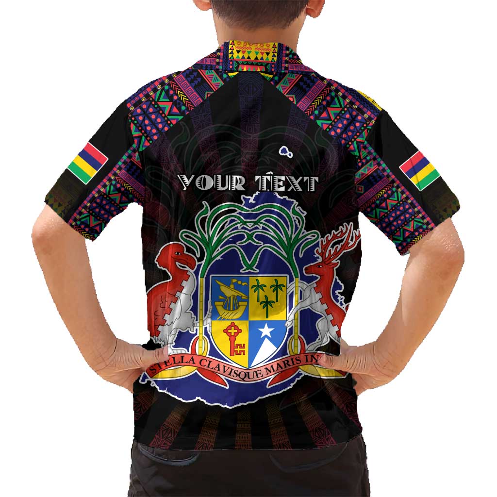 Personalized Mauritius Roots Family Matching Tank Maxi Dress and Hawaiian Shirt African Map in Fingerprint and Tribal Colors