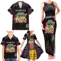 Personalized Mauritius Roots Family Matching Tank Maxi Dress and Hawaiian Shirt African Map in Fingerprint and Tribal Colors