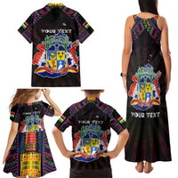Personalized Mauritius Roots Family Matching Tank Maxi Dress and Hawaiian Shirt African Map in Fingerprint and Tribal Colors