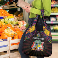 Mauritius Roots Grocery Bag African Map in Fingerprint and Tribal Colors