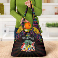 Mauritius Roots Grocery Bag African Map in Fingerprint and Tribal Colors