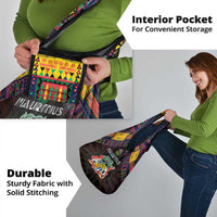 Mauritius Roots Grocery Bag African Map in Fingerprint and Tribal Colors