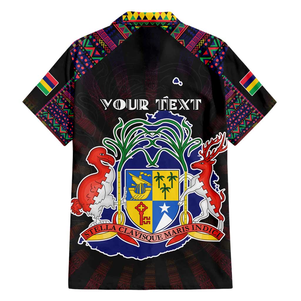Personalized Mauritius Roots Hawaiian Shirt African Map in Fingerprint and Tribal Colors