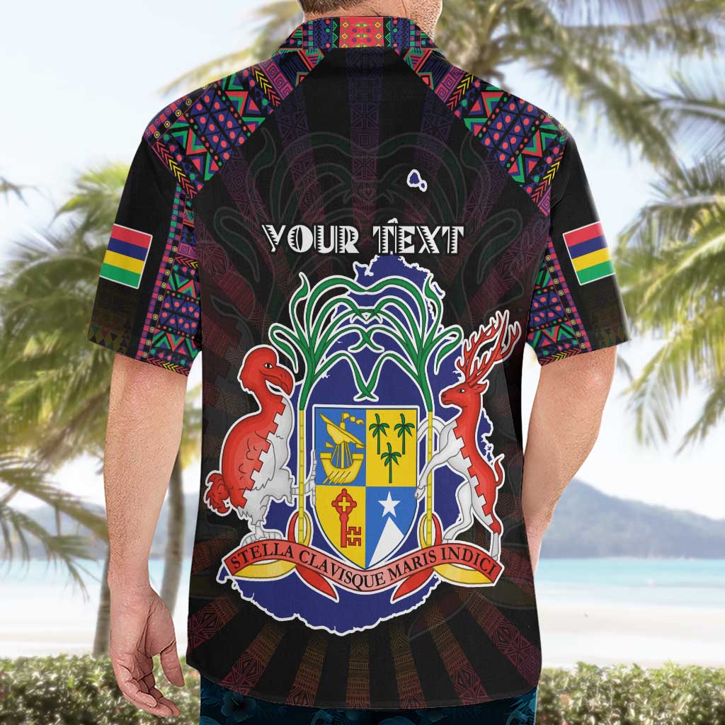 Personalized Mauritius Roots Hawaiian Shirt African Map in Fingerprint and Tribal Colors