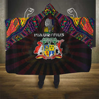Mauritius Roots Hooded Blanket African Map in Fingerprint and Tribal Colors