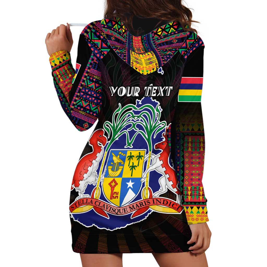 Personalized Mauritius Roots Hoodie Dress African Map in Fingerprint and Tribal Colors