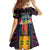 Personalized Mauritius Roots Kid Short Sleeve Dress African Map in Fingerprint and Tribal Colors