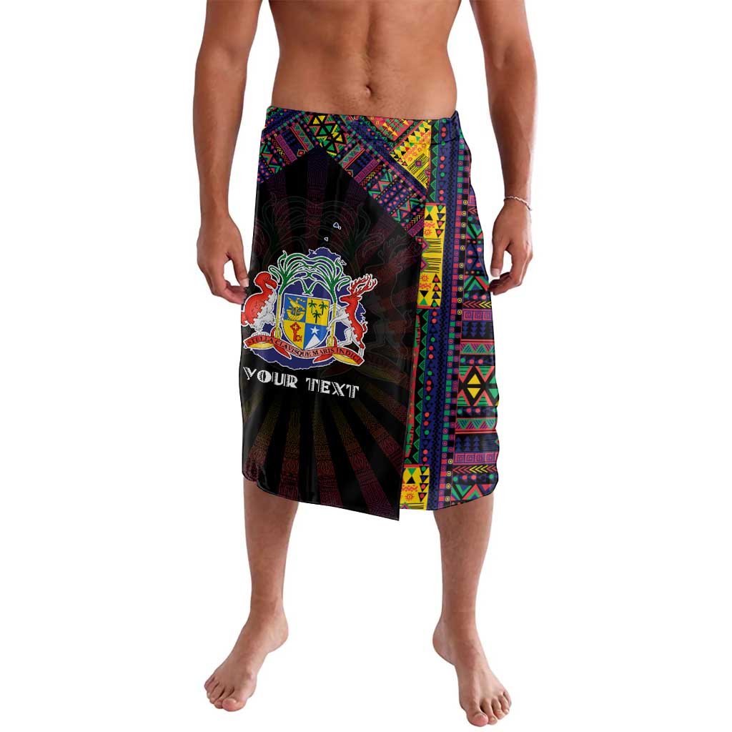 Personalized Mauritius Roots Lavalava African Map in Fingerprint and Tribal Colors