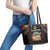 Mauritius Roots Leather Tote Bag African Map in Fingerprint and Tribal Colors