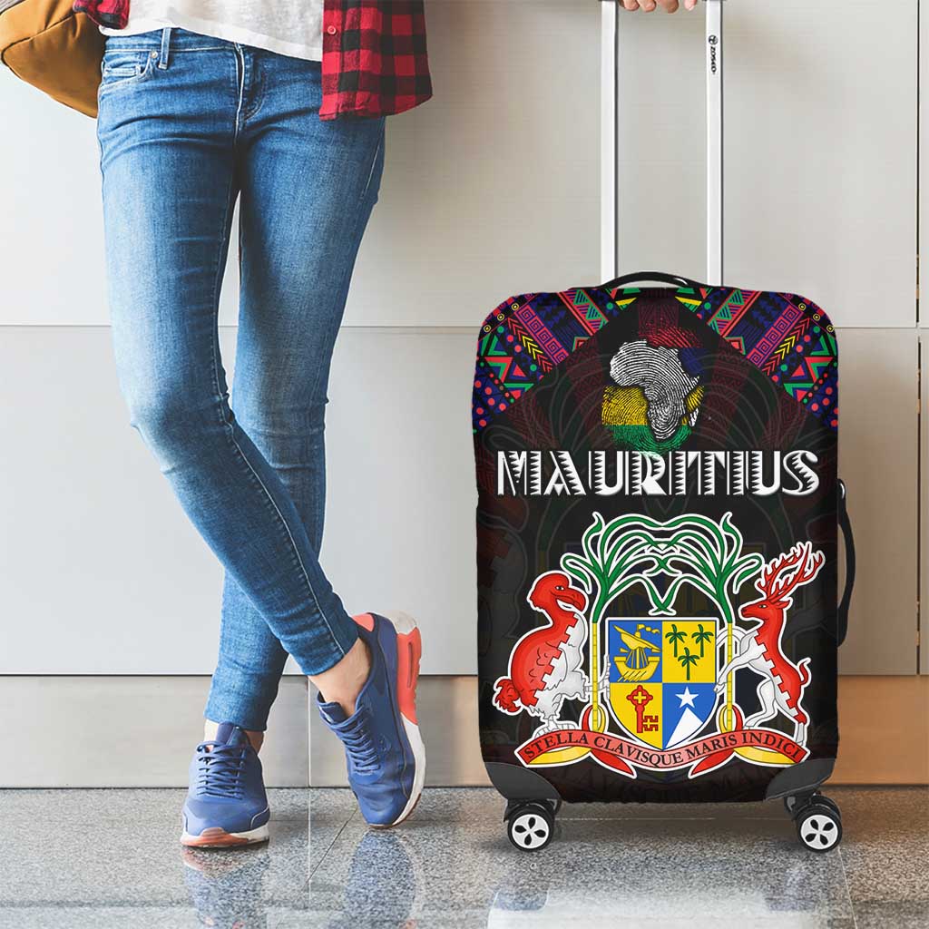 Mauritius Roots Luggage Cover African Map in Fingerprint and Tribal Colors