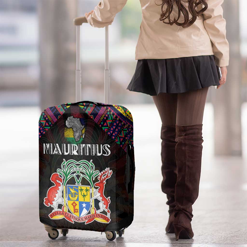 Mauritius Roots Luggage Cover African Map in Fingerprint and Tribal Colors