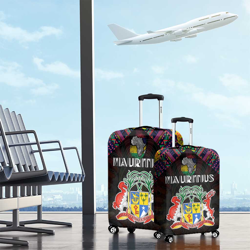 Mauritius Roots Luggage Cover African Map in Fingerprint and Tribal Colors