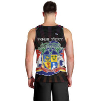 Personalized Mauritius Roots Men Tank Top African Map in Fingerprint and Tribal Colors