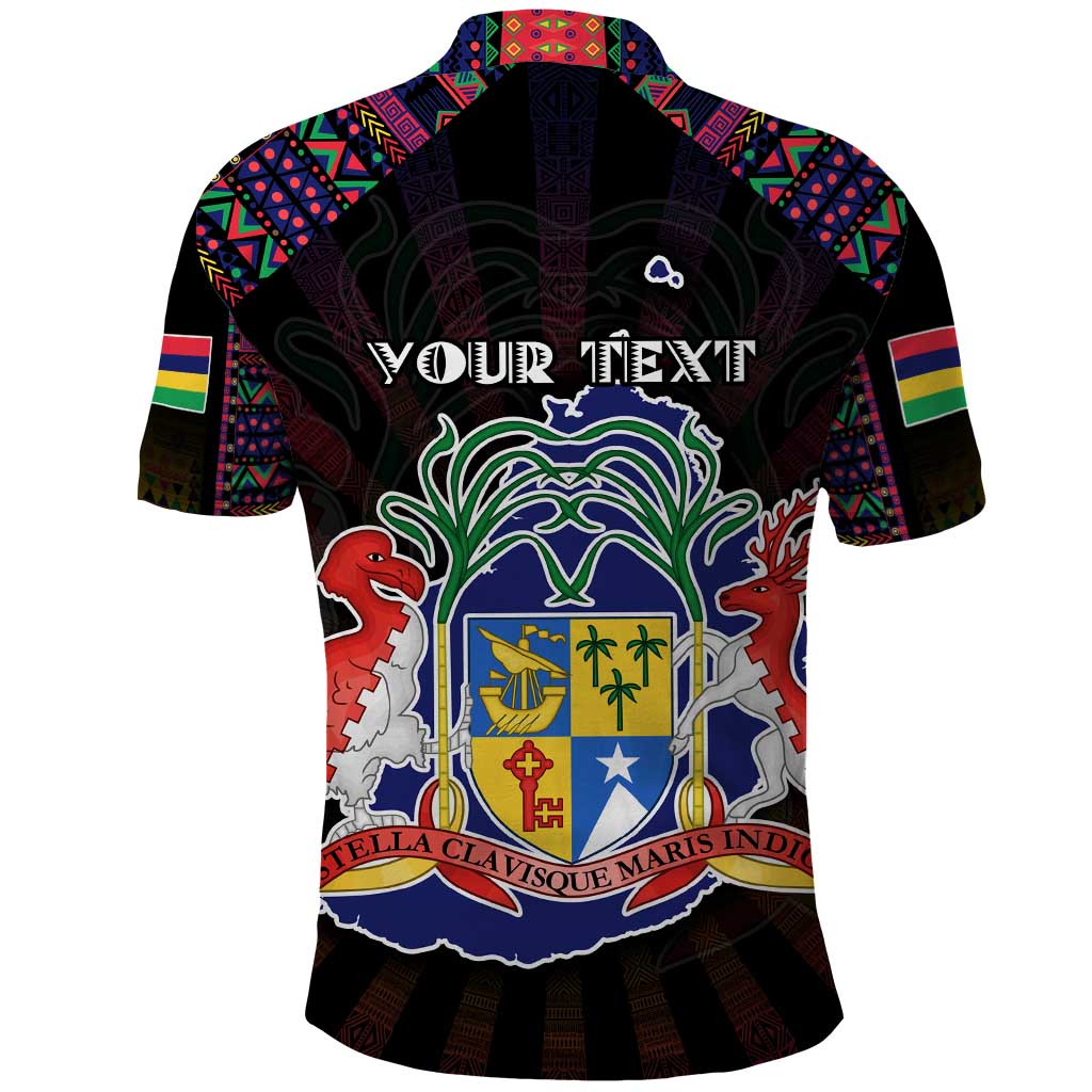 Personalized Mauritius Roots Polo Shirt African Map in Fingerprint and Tribal Colors
