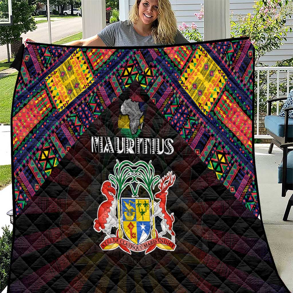 Mauritius Roots Quilt African Map in Fingerprint and Tribal Colors