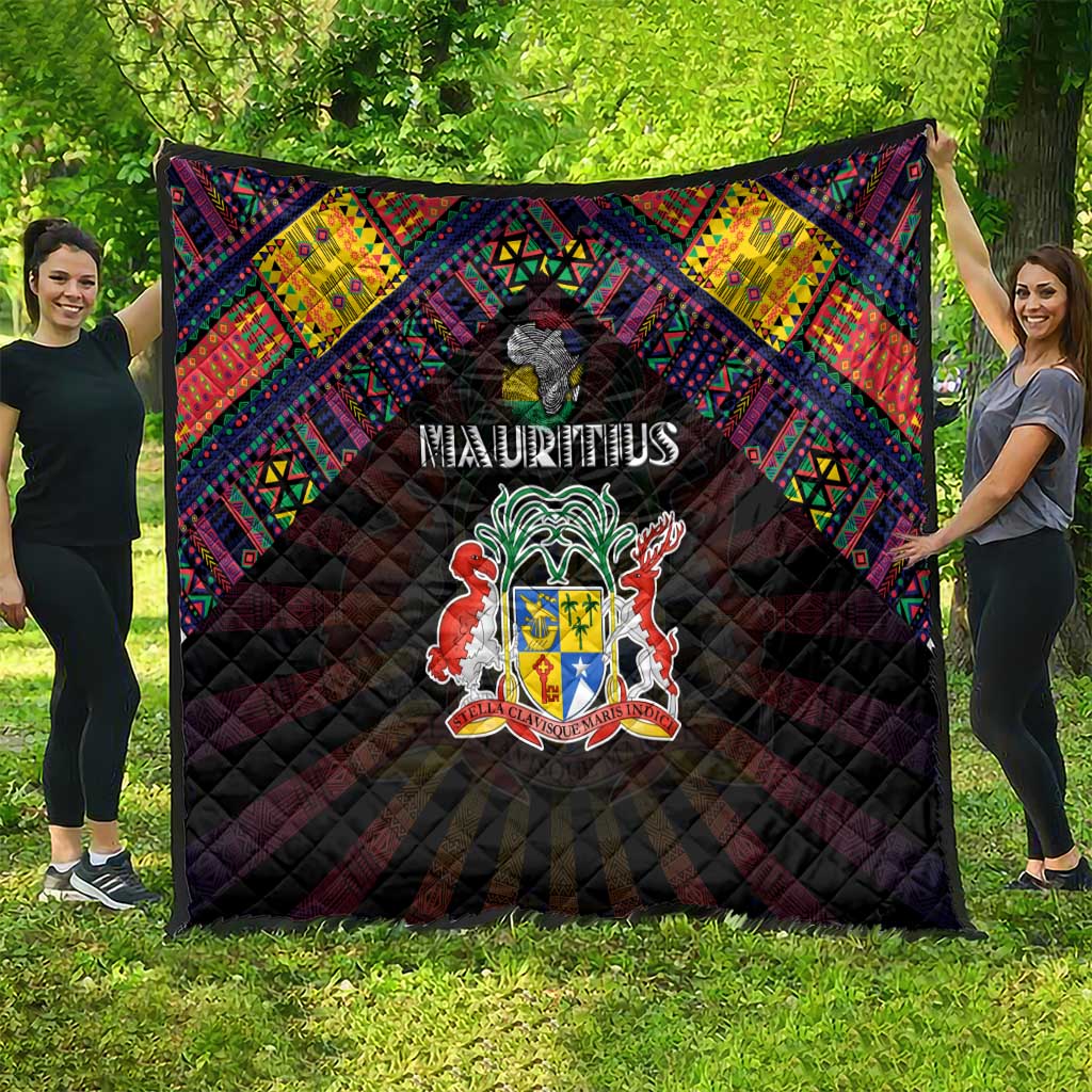Mauritius Roots Quilt African Map in Fingerprint and Tribal Colors