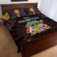 Mauritius Roots Quilt Bed Set African Map in Fingerprint and Tribal Colors