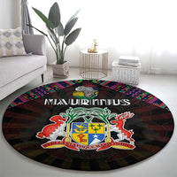 Mauritius Roots Round Carpet African Map in Fingerprint and Tribal Colors