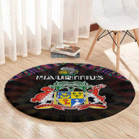 Mauritius Roots Round Carpet African Map in Fingerprint and Tribal Colors