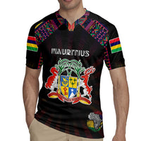 Personalized Mauritius Roots Rugby Jersey African Map in Fingerprint and Tribal Colors