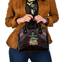 Mauritius Roots Shoulder Handbag African Map in Fingerprint and Tribal Colors