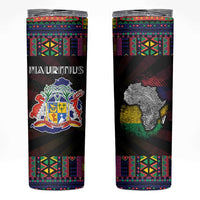 Mauritius Roots Skinny Tumbler African Map in Fingerprint and Tribal Colors