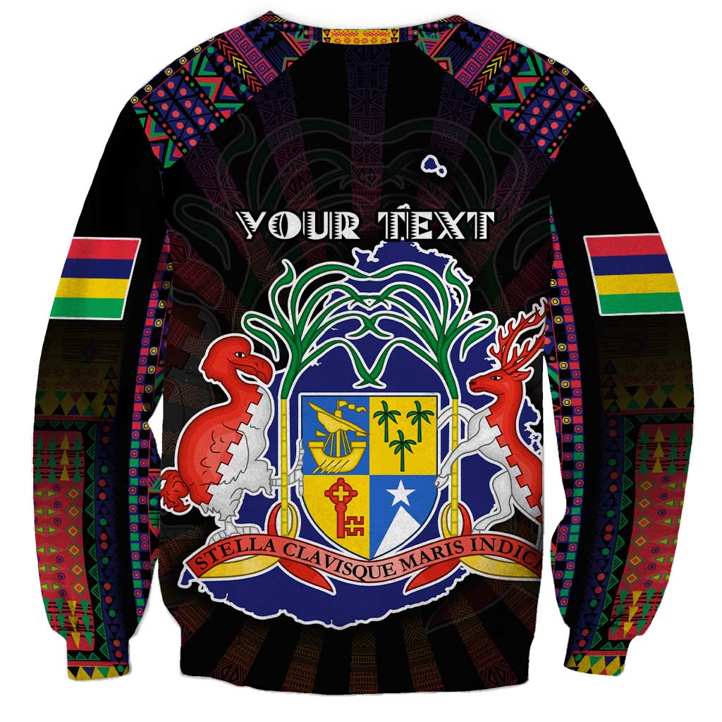 Personalized Mauritius Roots Sweatshirt African Map in Fingerprint and Tribal Colors