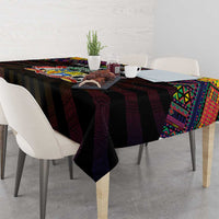 Mauritius Roots Tablecloth African Map in Fingerprint and Tribal Colors