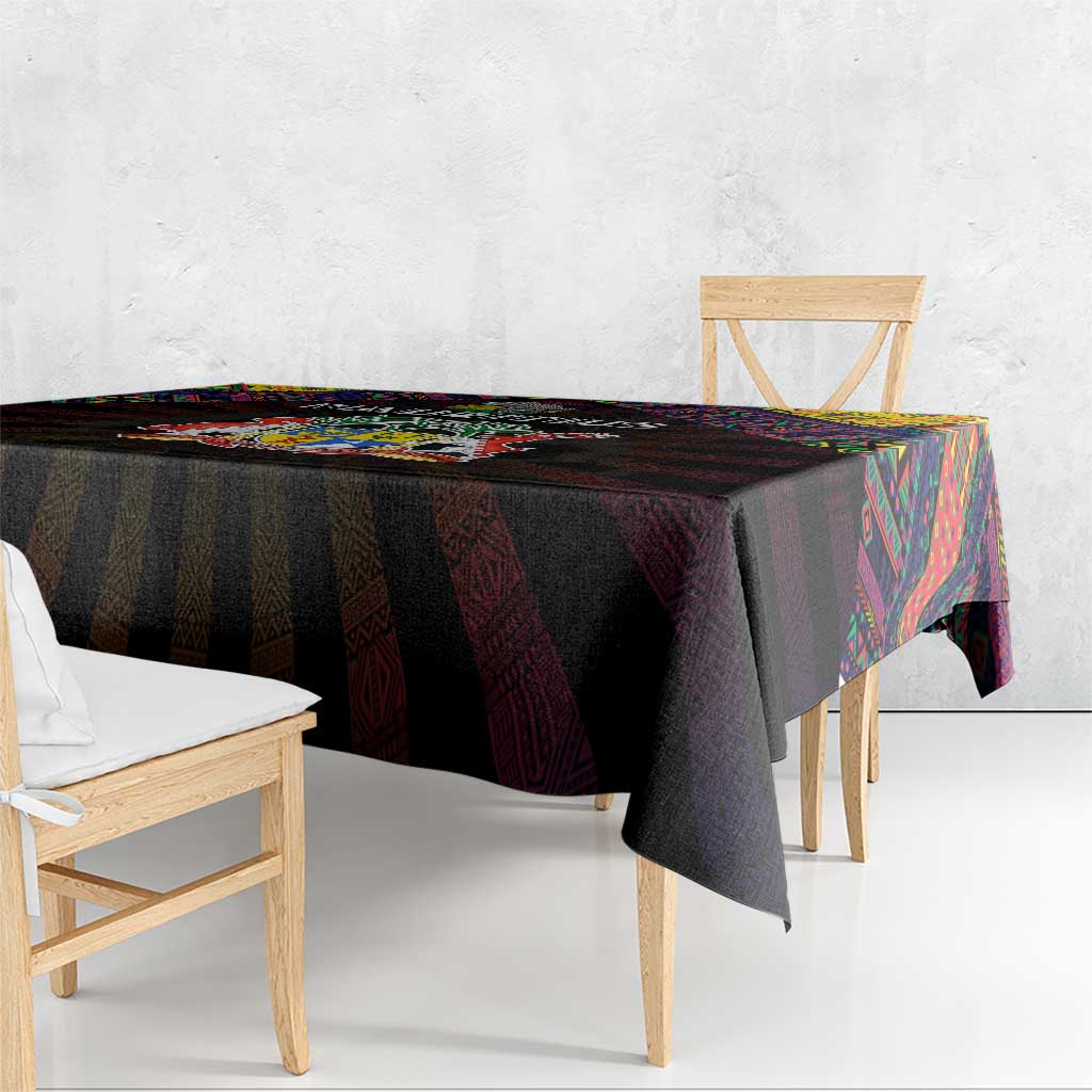 Mauritius Roots Tablecloth African Map in Fingerprint and Tribal Colors