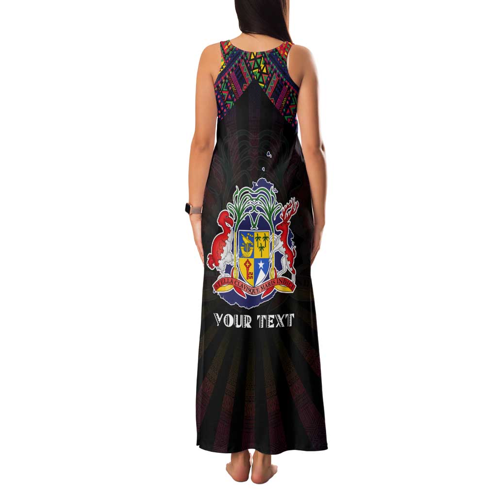 Personalized Mauritius Roots Tank Maxi Dress African Map in Fingerprint and Tribal Colors