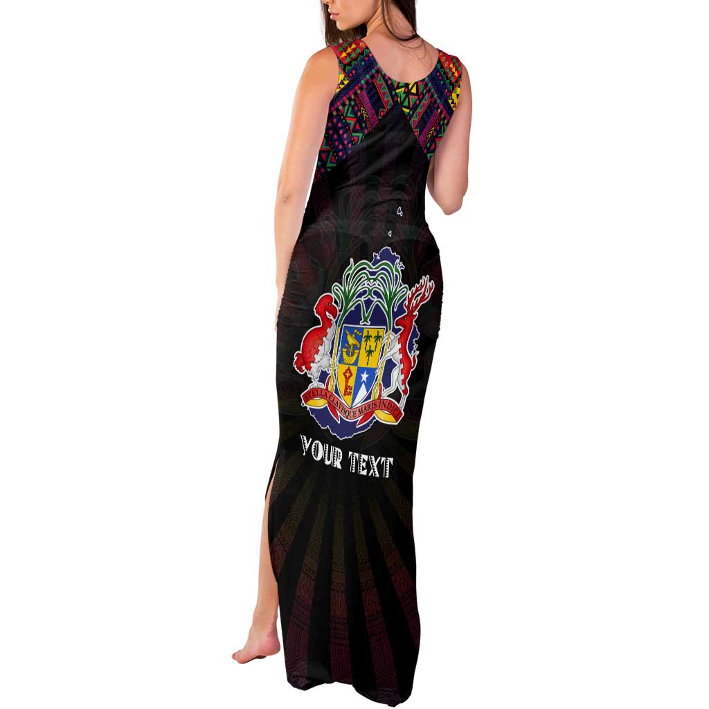 Personalized Mauritius Roots Tank Maxi Dress African Map in Fingerprint and Tribal Colors