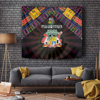 Mauritius Roots Tapestry African Map in Fingerprint and Tribal Colors
