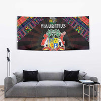 Mauritius Roots Tapestry African Map in Fingerprint and Tribal Colors