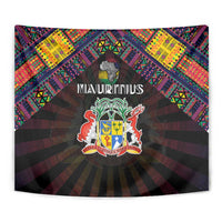 Mauritius Roots Tapestry African Map in Fingerprint and Tribal Colors