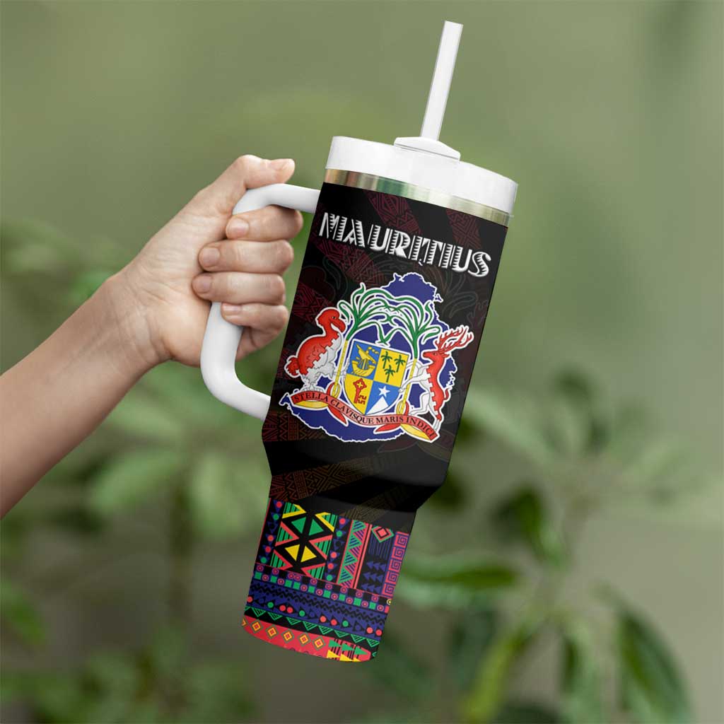 Mauritius Roots Tumbler With Handle African Map in Fingerprint and Tribal Colors
