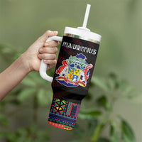 Mauritius Roots Tumbler With Handle African Map in Fingerprint and Tribal Colors