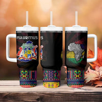 Mauritius Roots Tumbler With Handle African Map in Fingerprint and Tribal Colors