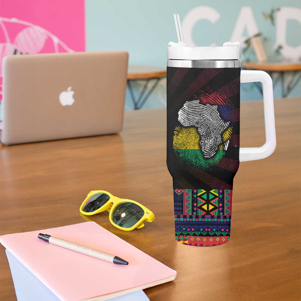 Mauritius Roots Tumbler With Handle African Map in Fingerprint and Tribal Colors