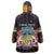 Personalized Mauritius Roots Wearable Blanket Hoodie African Map in Fingerprint and Tribal Colors