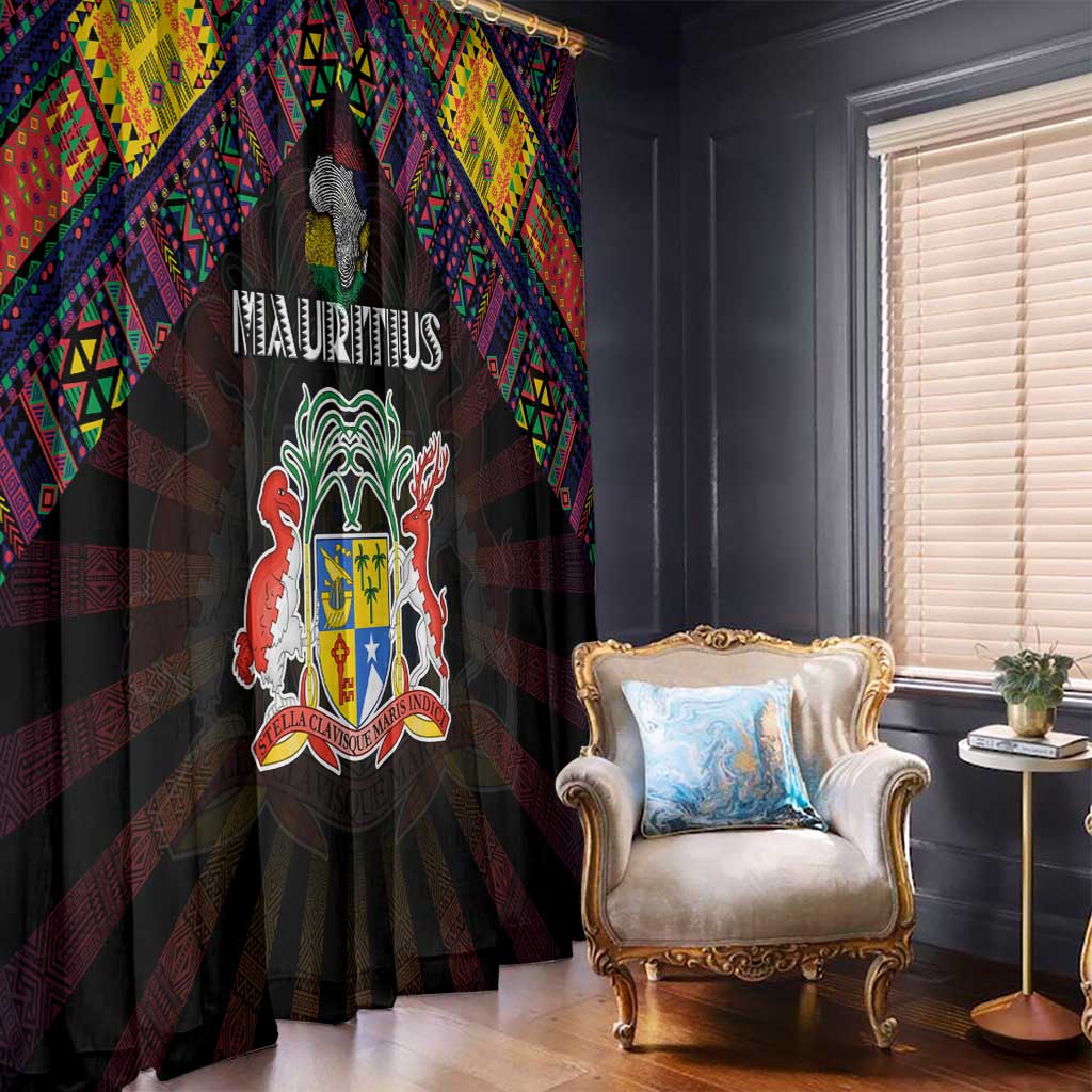 Mauritius Roots Window Curtain African Map in Fingerprint and Tribal Colors