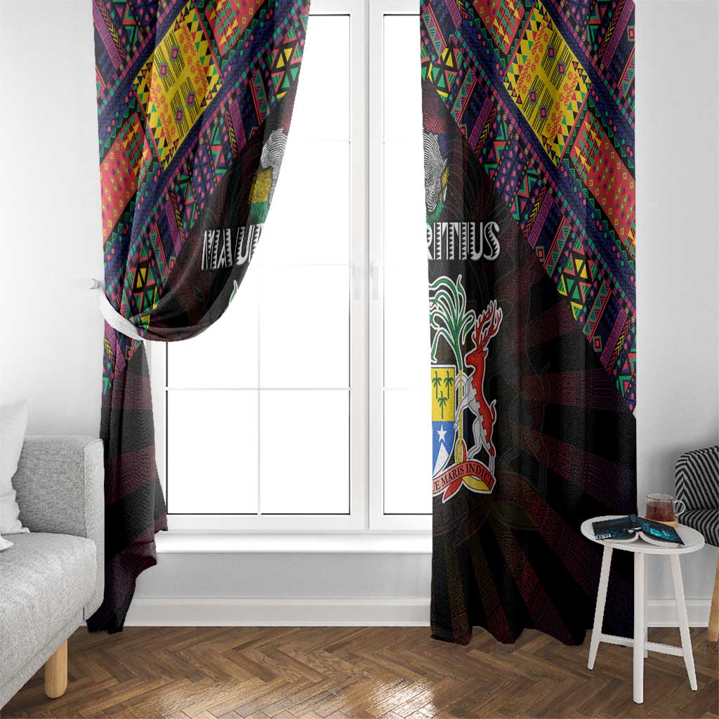 Mauritius Roots Window Curtain African Map in Fingerprint and Tribal Colors