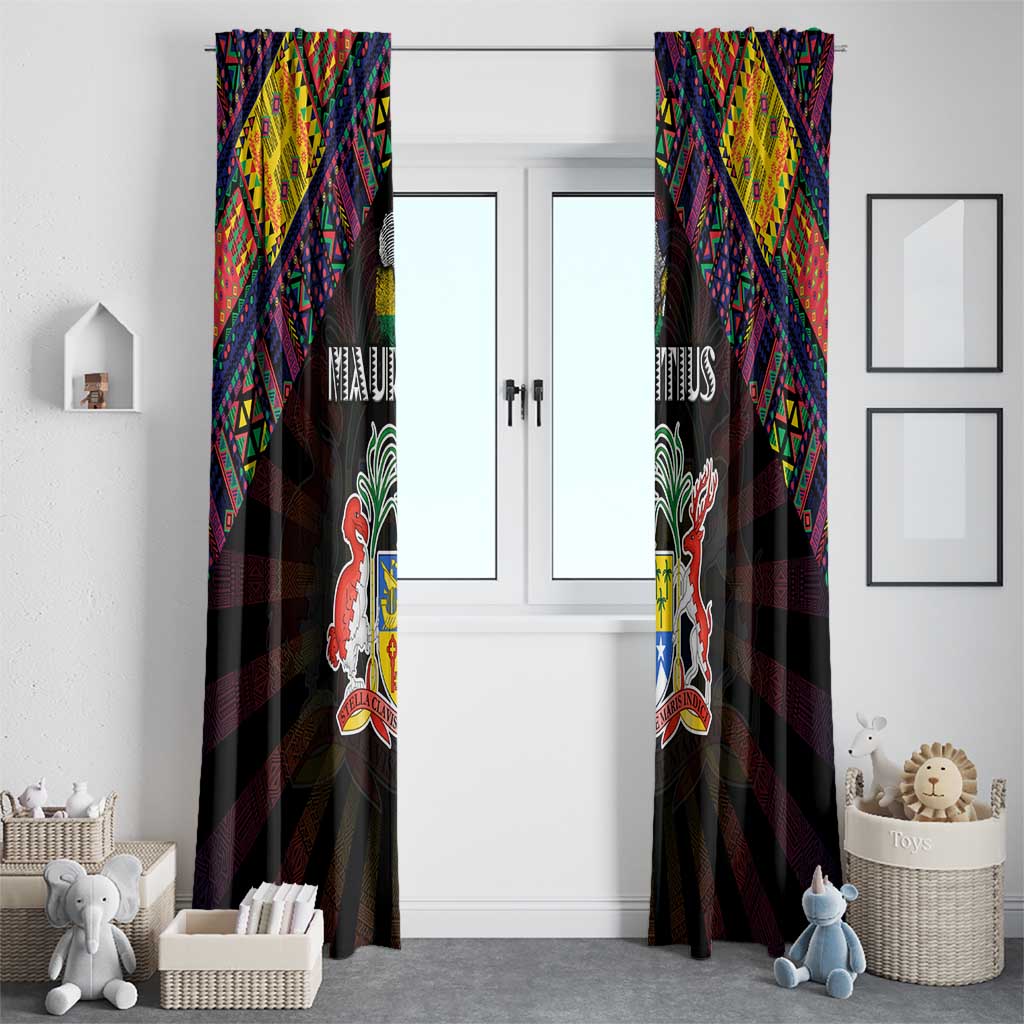 Mauritius Roots Window Curtain African Map in Fingerprint and Tribal Colors