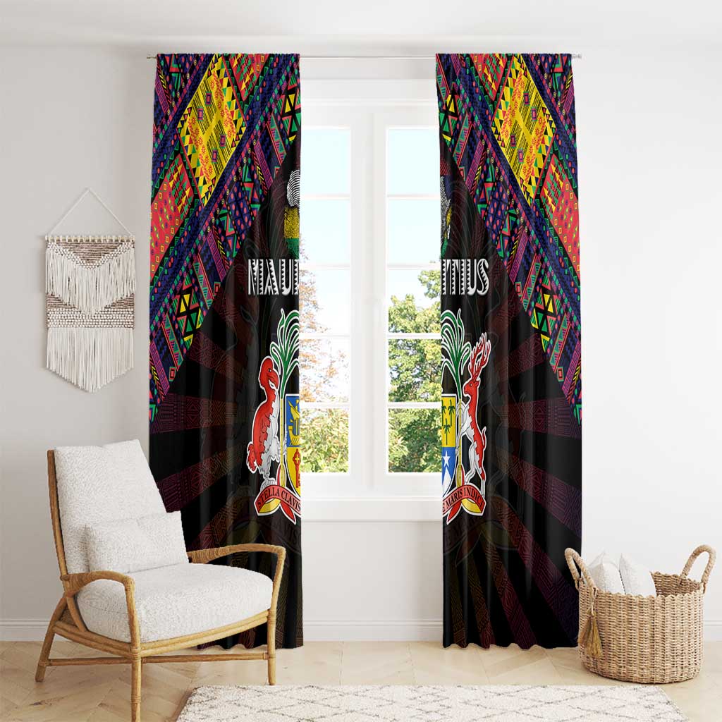 Mauritius Roots Window Curtain African Map in Fingerprint and Tribal Colors