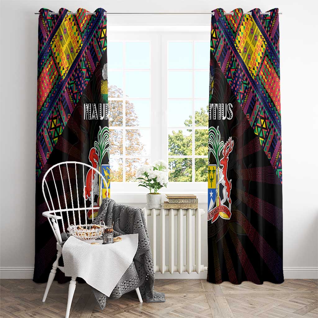 Mauritius Roots Window Curtain African Map in Fingerprint and Tribal Colors