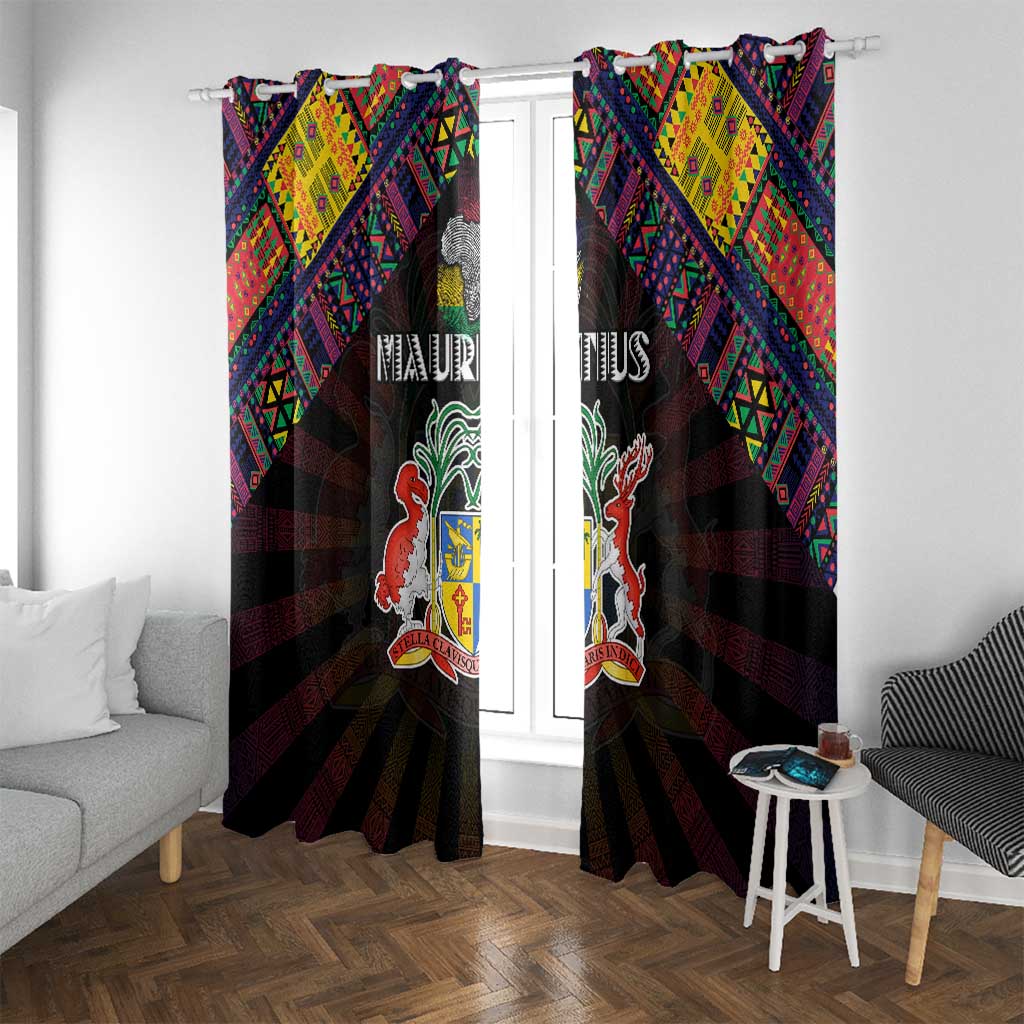 Mauritius Roots Window Curtain African Map in Fingerprint and Tribal Colors