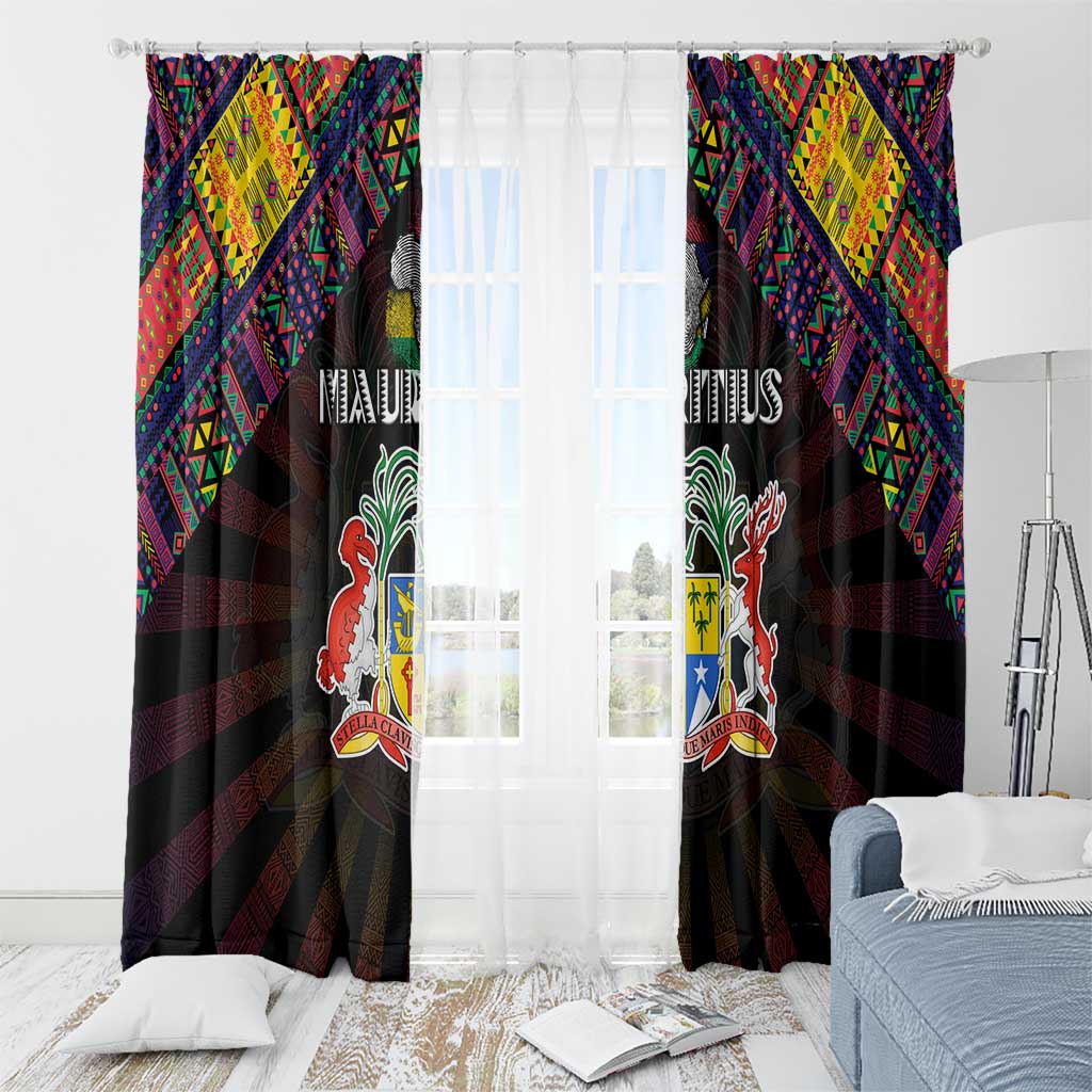 Mauritius Roots Window Curtain African Map in Fingerprint and Tribal Colors