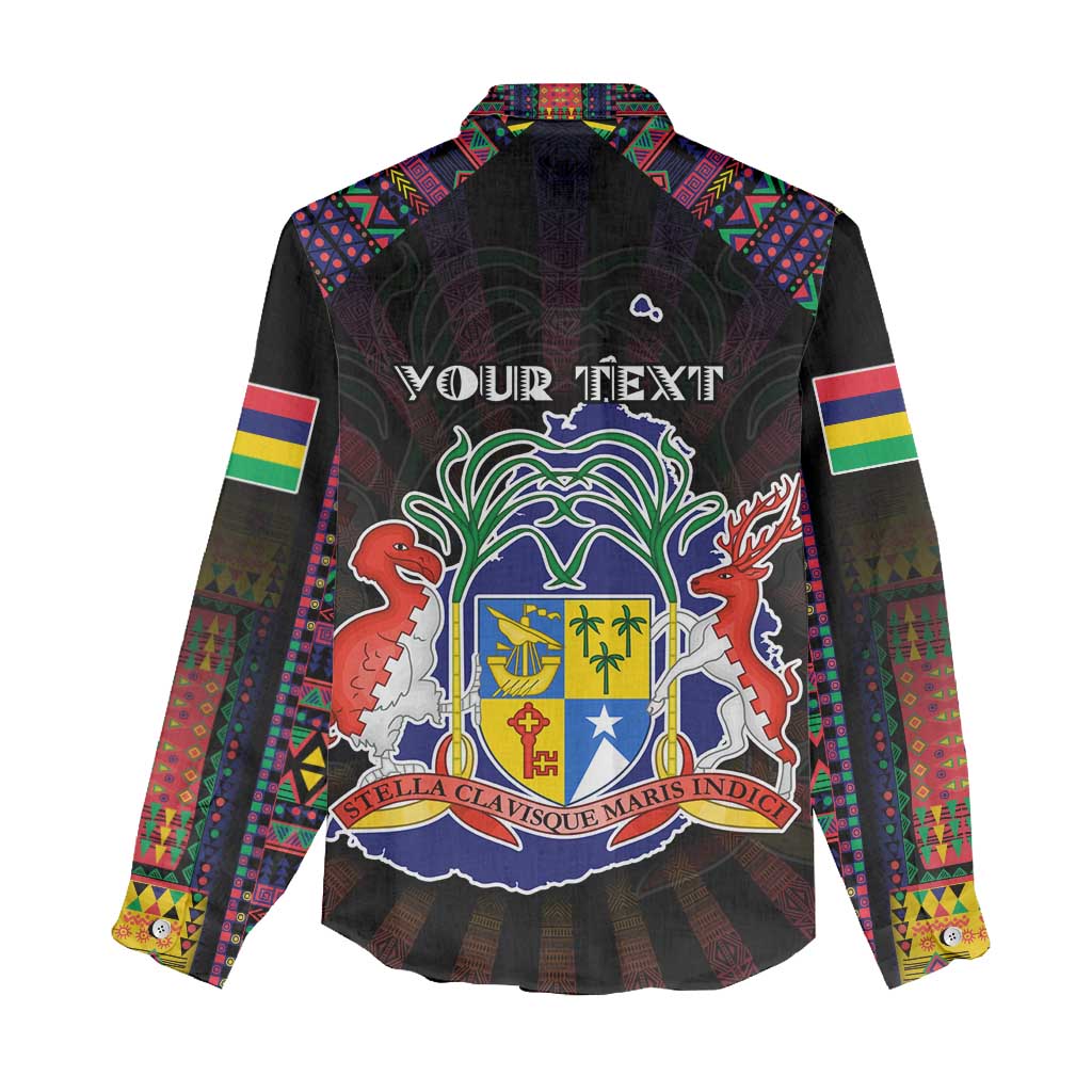 Personalized Mauritius Roots Women Casual Shirt African Map in Fingerprint and Tribal Colors