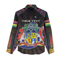 Personalized Mauritius Roots Women Casual Shirt African Map in Fingerprint and Tribal Colors