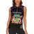 Personalized Mauritius Roots Women Sleeveless Polo Shirt African Map in Fingerprint and Tribal Colors